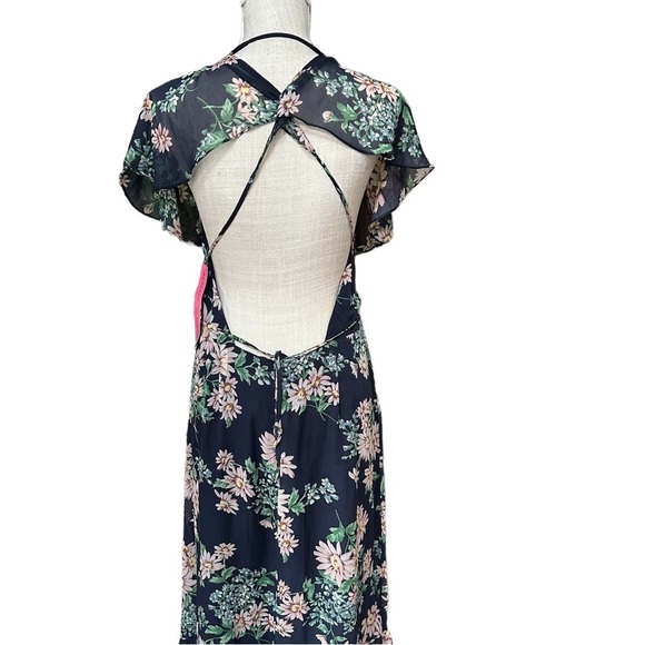 Betsey Johnson Flutter Sleeve Chiffon Maxi Dress‎ with Floral Print Size: 4 New! - Picture 13 of 14